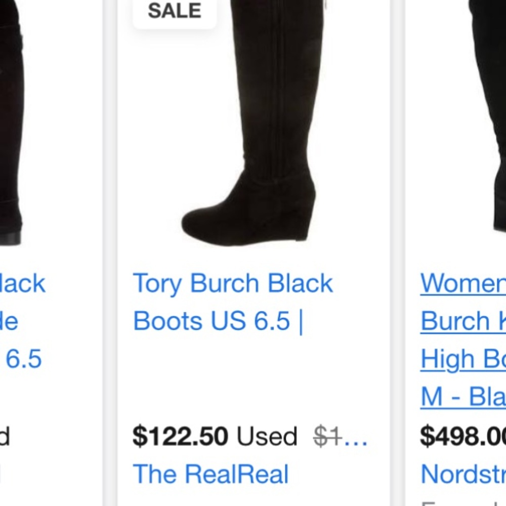 slightly worn Black suede tory burch boots